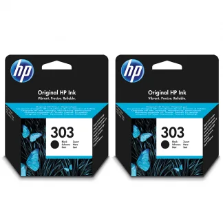 2x Original HP 303 Black Ink Cartridges