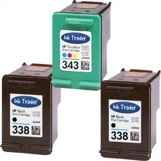 HP 338 343 Black Remanufactured Ink Cartridges