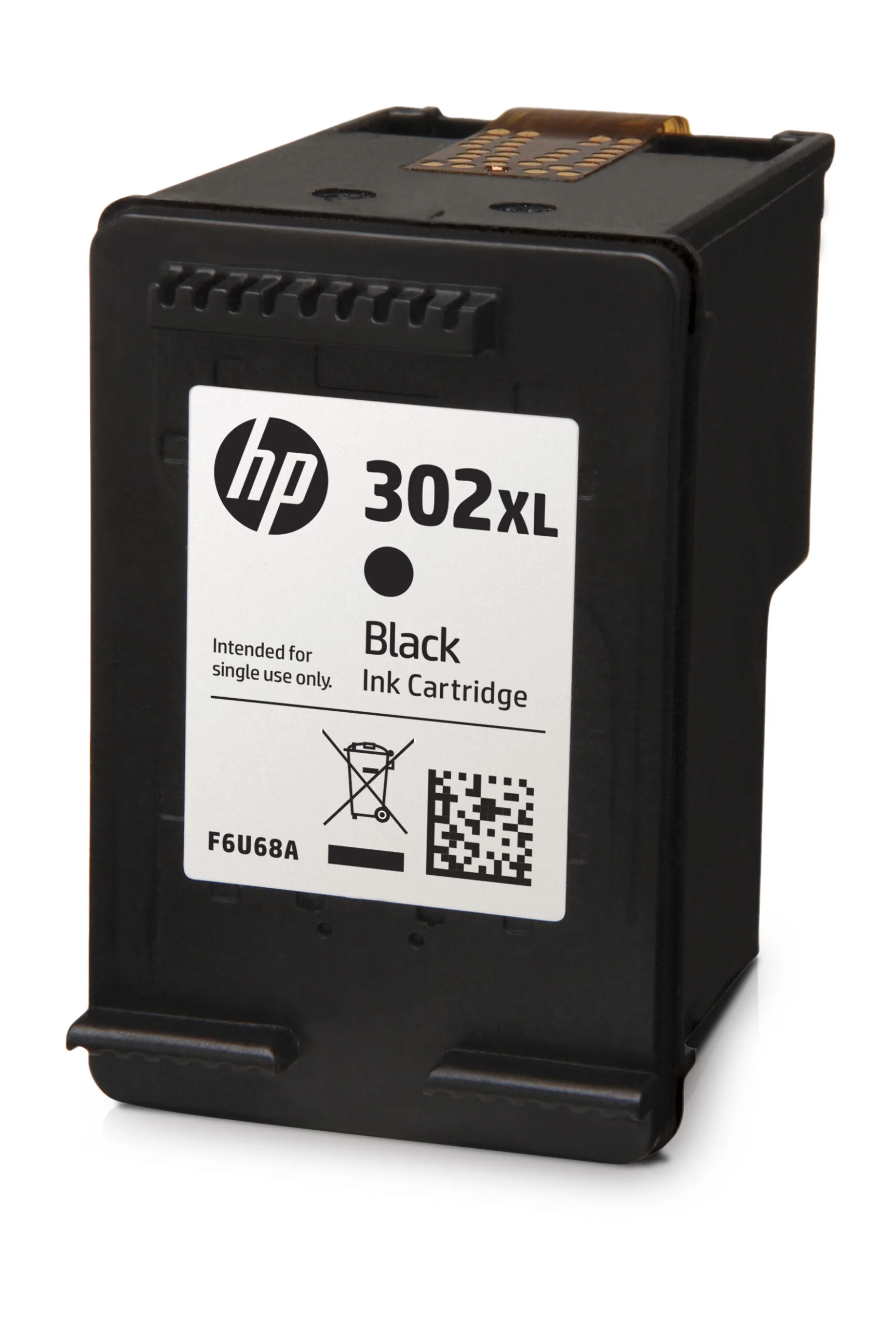 HP 302XL Black Ink Cartridge, Left Facing.
