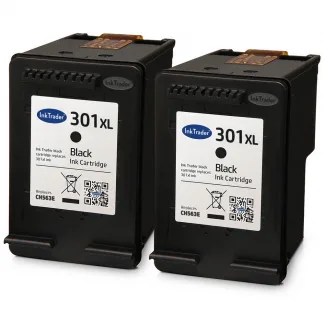 2x Remanufactured HP 301XL High Capacity Black Ink Cartridges
