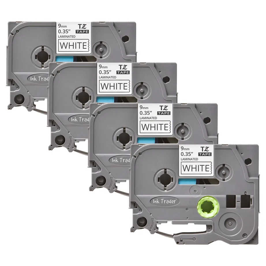 4x Brother P-Touch TZE-221 White Labels - Brother P-Touch TZE221