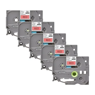 5x Brother P-Touch TZE-431 Red Labels - Brother P-Touch TZE431