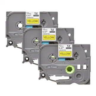 3x Brother P-Touch TZE-631 Yellow Labels - Brother P-Touch TZE631