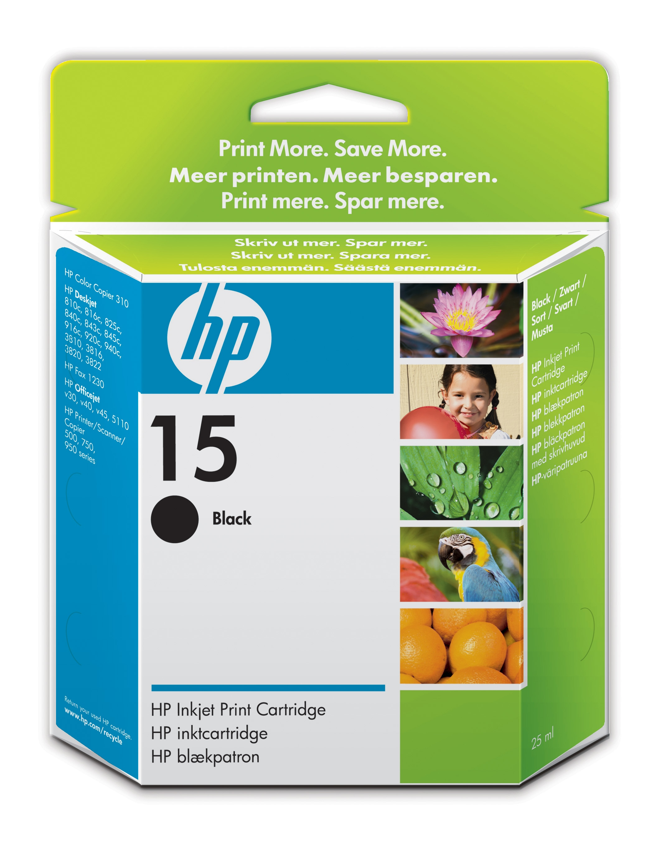 HP 15 Black Ink Cartridge 25ml - C6615DE
