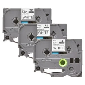 3x Brother P-Touch TZE-221 White Labels - Brother P-Touch TZE221