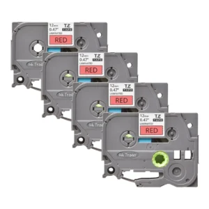 4x Brother P-Touch TZE-431 Red Labels - Brother P-Touch TZE431