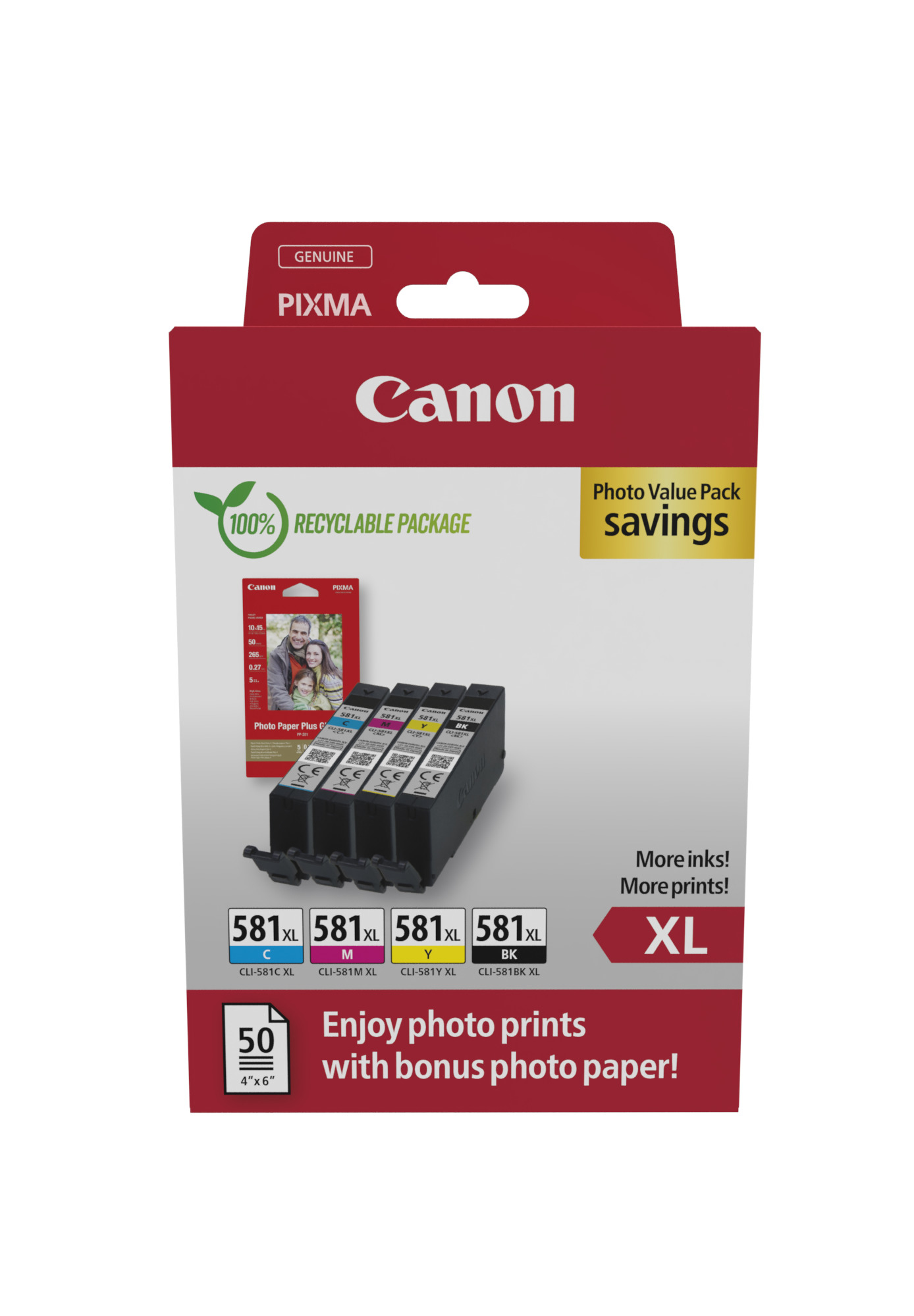 Canon CLI-581XL Ink Cartridge + Photo Paper Value Pack - 2052C006