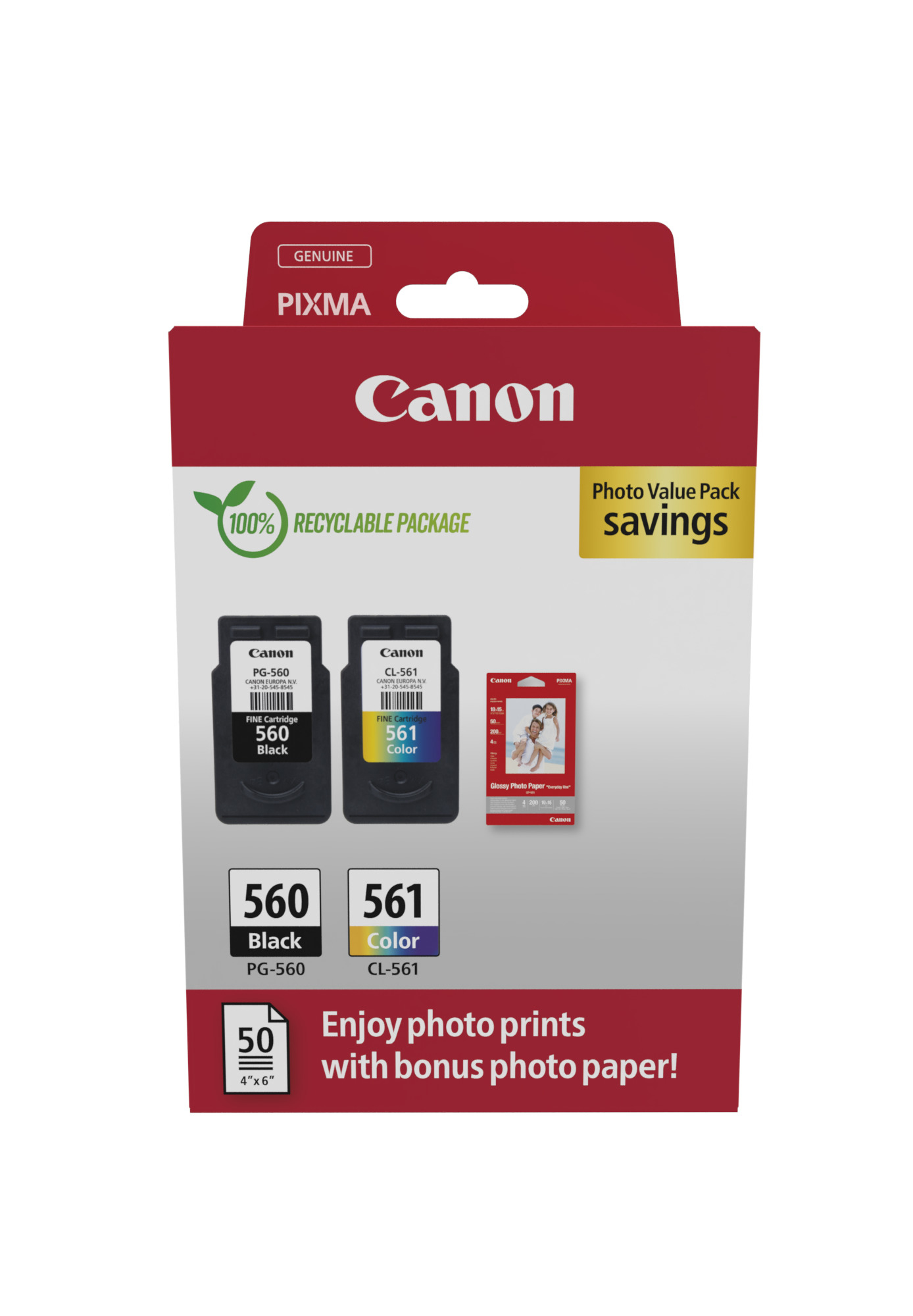 Canon PG-560 + CL-561 Ink Cartridge Multipack - 3713C008