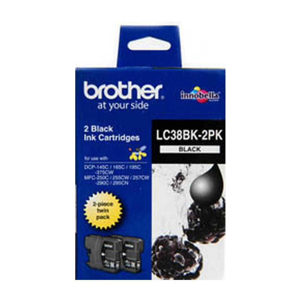 Brother LC-38BK2PK Black Ink Cartridge Twin Pack
