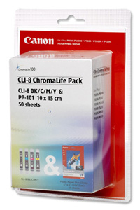 Canon CLI-8 Ink Cartridge + Photo Paper Value Pack - 0621B015