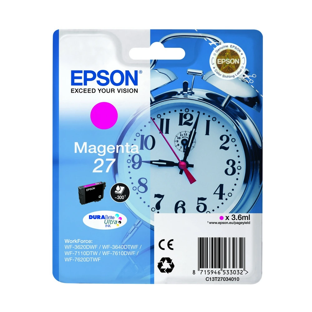 Epson 27 Magenta Ink Cartridge - C13T27034010