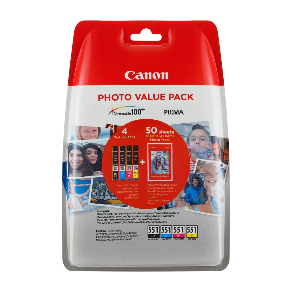 Canon CLI-551 Ink Cartridge + Photo Paper Value Pack - 6508B005