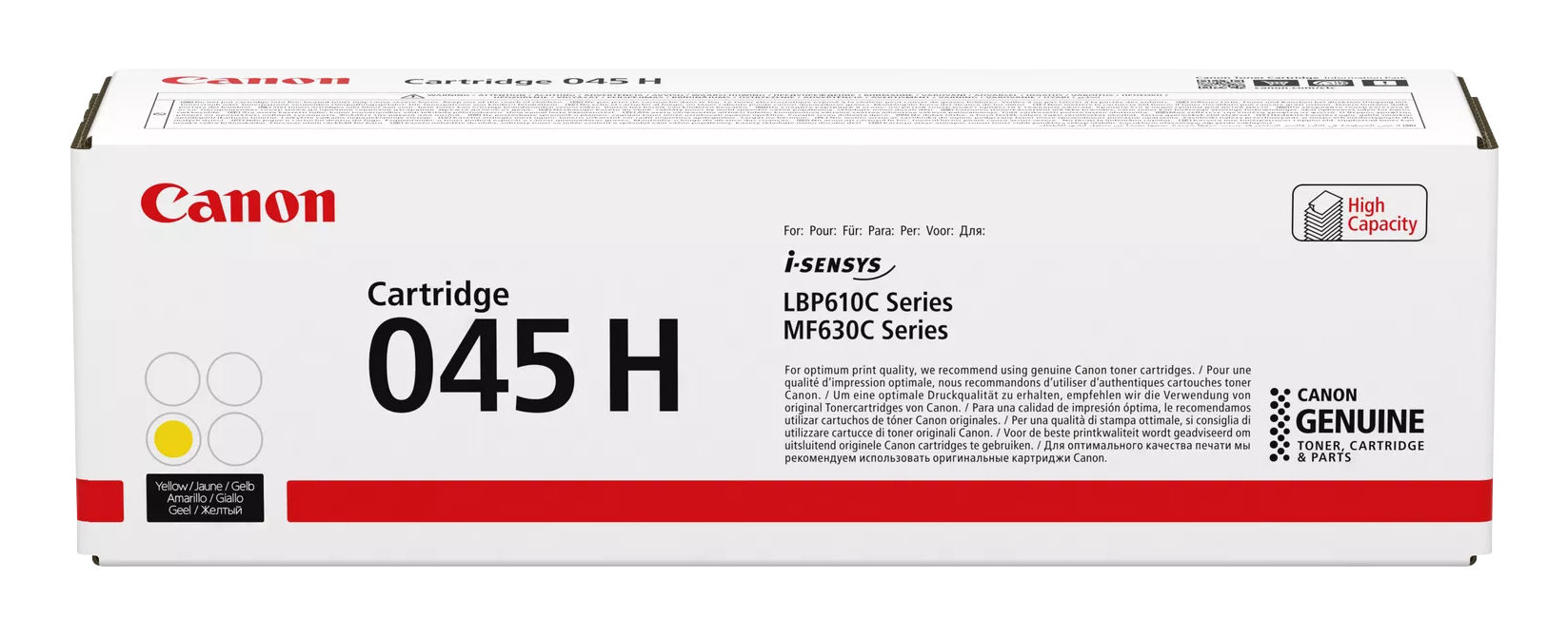Canon 045 Yellow High Yield Toner Cartridge - 1243C002