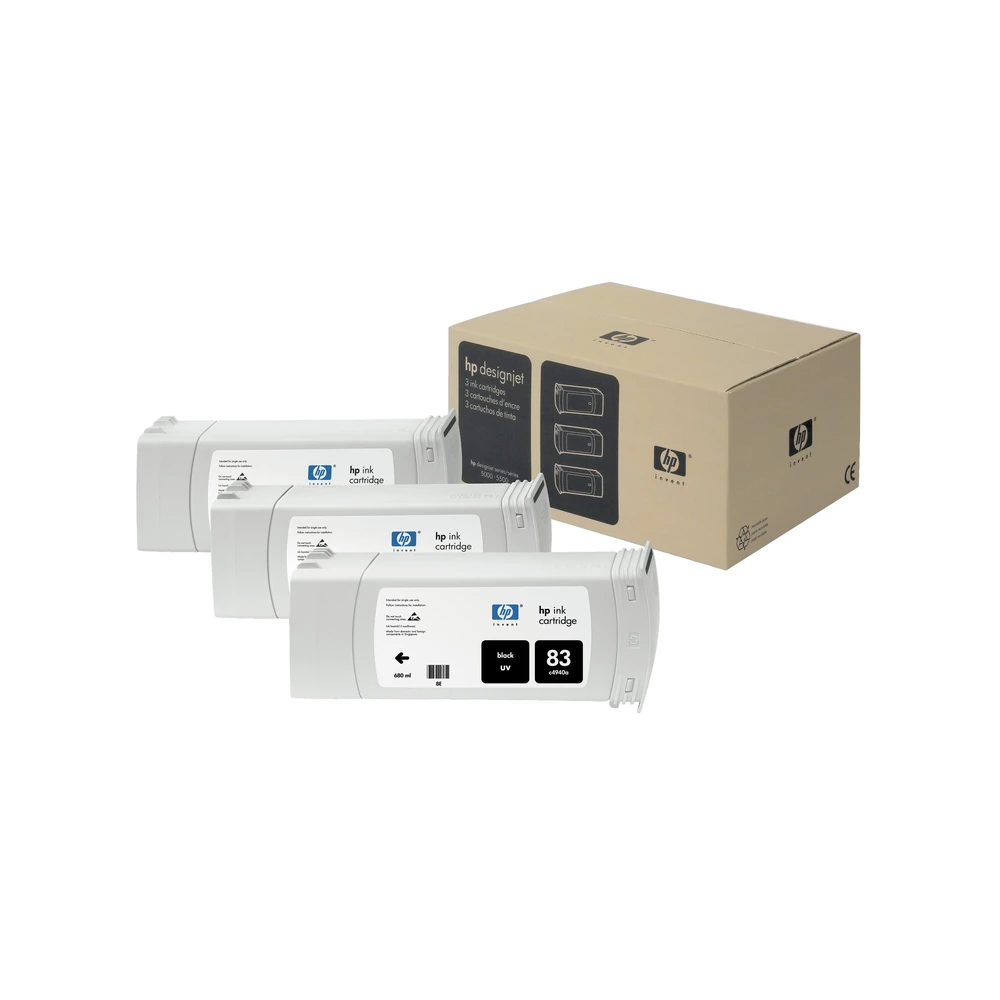 HP 83 + 680 Black Ink Cartridge Tri-Pack - C5072A