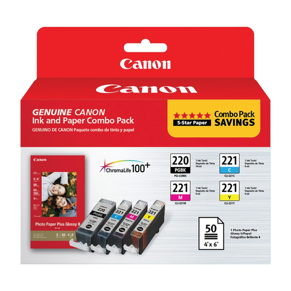 Canon PGI-220 + CLI-221 Ink Cartridge + Photo Paper Value Pack - 2945B011