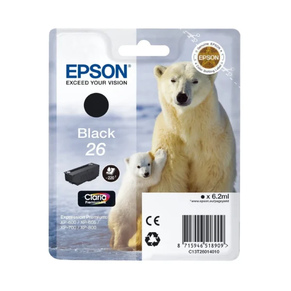 Epson 26 Black Ink Cartridge - C13T26014010