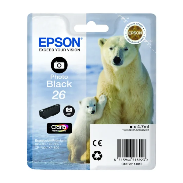Epson 26 Photo Black Ink Cartridge - C13T26114010