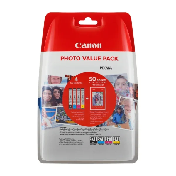 Canon CLI-571 Ink Cartridge + Photo Paper Value Pack - 0386C006