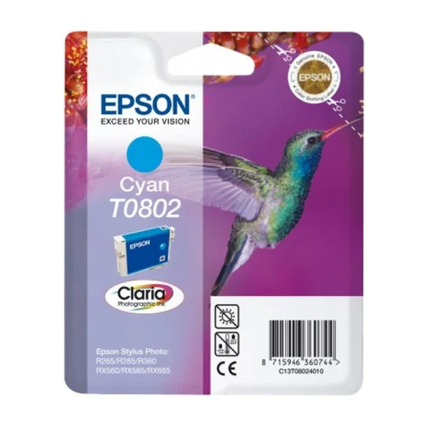 Epson T0802 Cyan Ink Cartridge - C13T08024