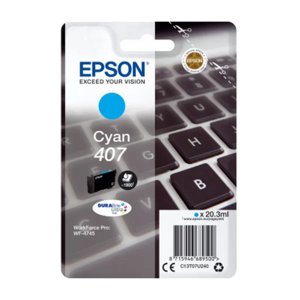 Epson 407L Cyan High Capacity Ink Cartridge - C13T07U240