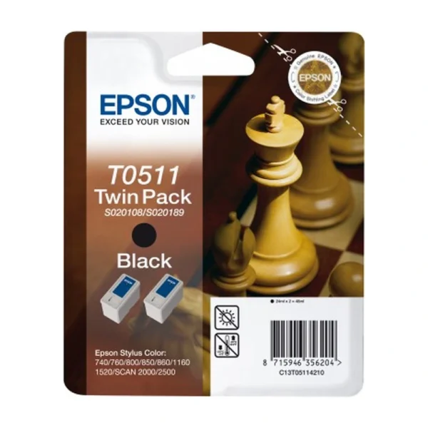 Epson T0511 Black Ink Cartridge Twin Pack - C13T05114210