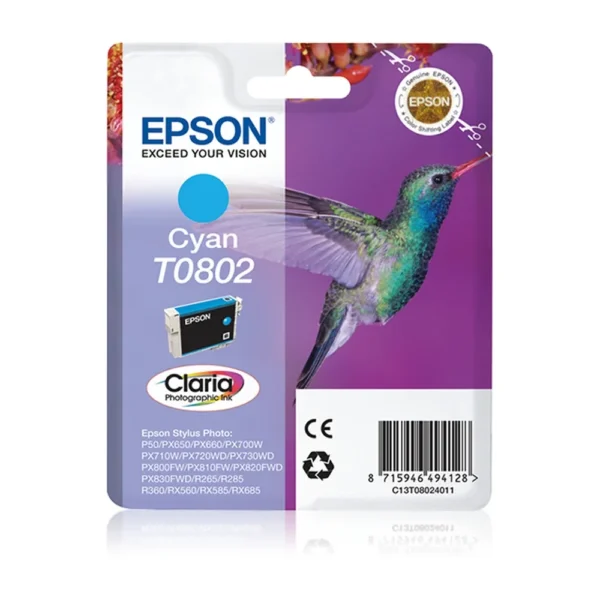 Epson T0802 Cyan Ink Cartridge - C13T08024021